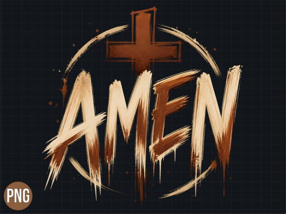 Amen Christian Cross PNG for T-Shirt Designs