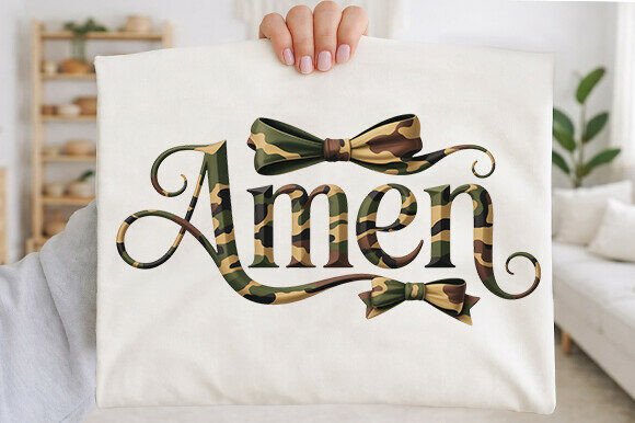 Camo Amen PNG: Faith & Camo T-Shirt Designs