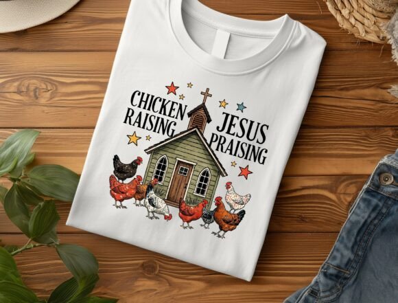 Chicken Raising Jesus PNG: Christian T-Shirt Designs