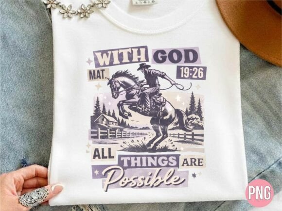 Christian Cowboy Horse Bible Verse PNG T-Shirt Designs