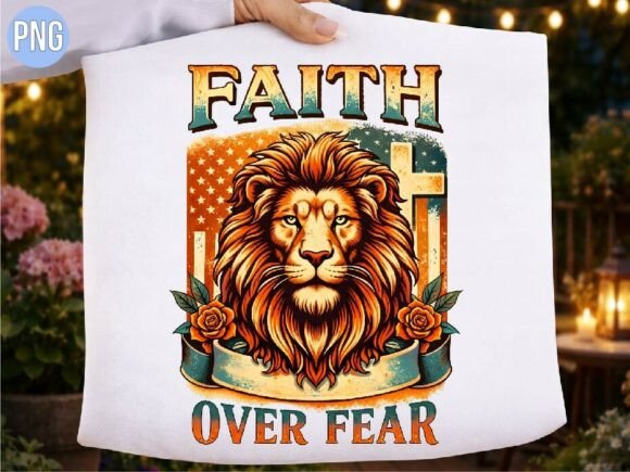Christian Faith over Fear Lion T-Shirt T-Shirt Designs
