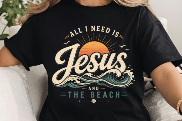 Christian Jesus Beach Waves Sunset PNG