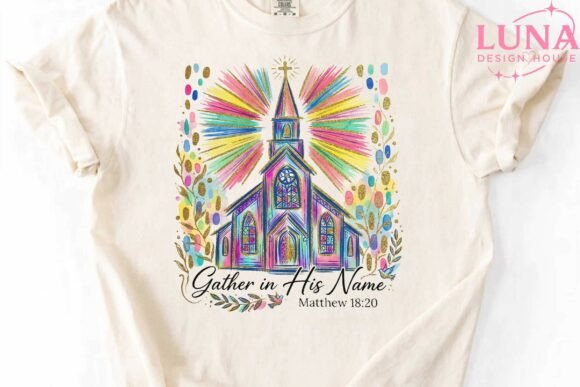 Colorful Church Clipart PNG Christian T-Shirt Designs