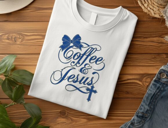 Coquette Coffee & Jesus PNG Christian T-Shirt Designs