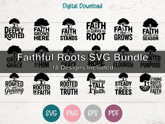 Faithful Roots - Christian SVG Bundle for T-Shirt Designs