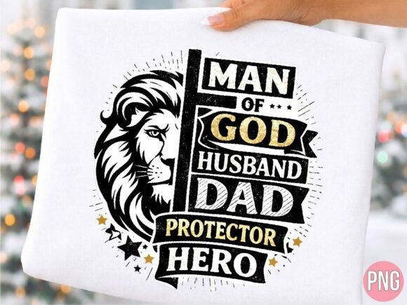 Father Man of God Lion Christian PNG for T-Shirt Designs