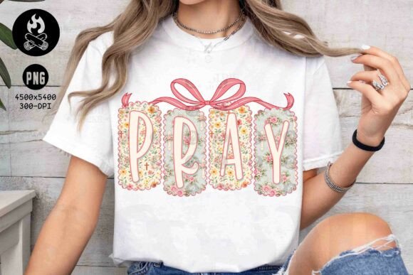 Floral Pray Bow Christian SublimationPng and T-Shirt Designs