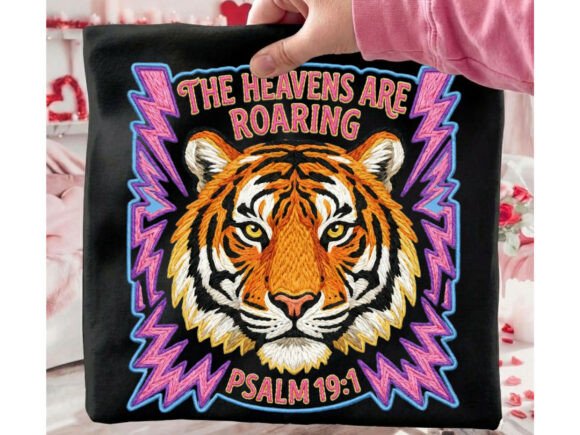 Heavens Roaring Tiger Christian Faux Yarn Png T-Shirt Designs