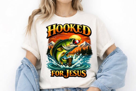 Hooked for Jesus PNG Graphic T-Shirt Designs