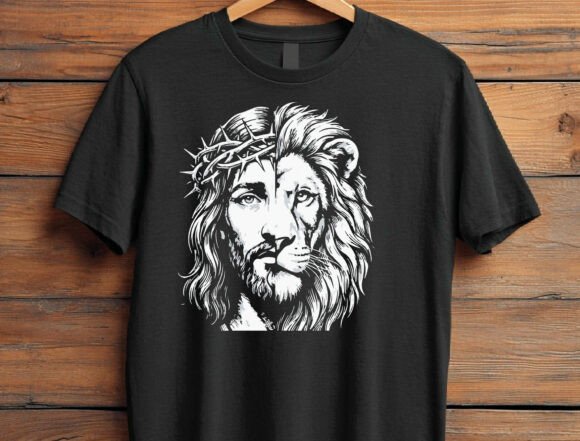 Jesus Lion Png, Retro Christian Png for T-Shirt Designs