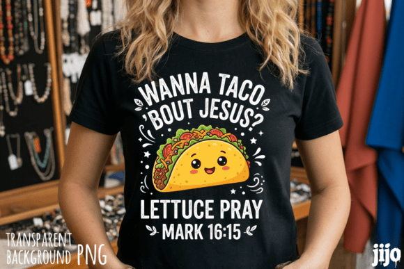 Jesus Taco Pray Christian PNG for T-Shirt Designs