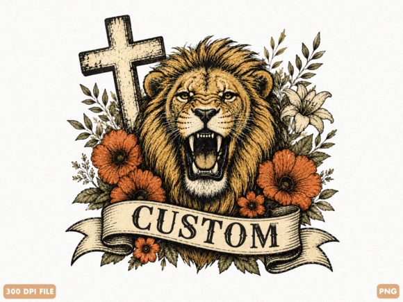 Lion of Faith Christian PNG T-Shirt Designs
