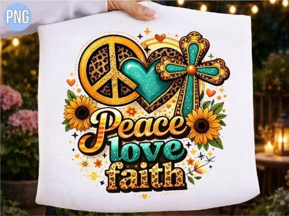 Peace Love Faith Sunflower Christian PNG T-Shirt Designs