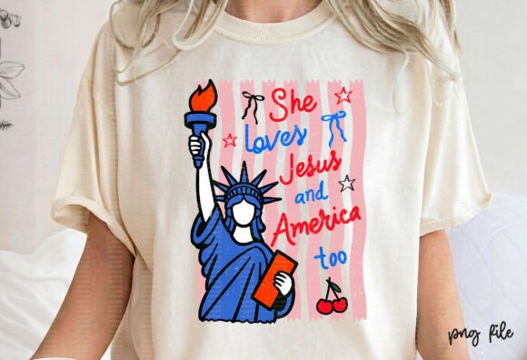 PNG She Loves Jesus and America Too SVG for T-Shirt Designs