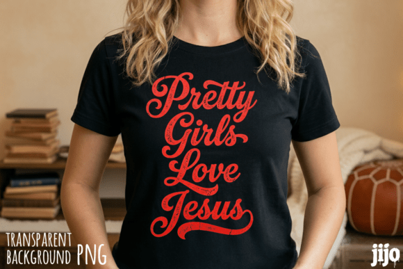 Pretty Girls Love Jesus PNG for T-Shirt Designs