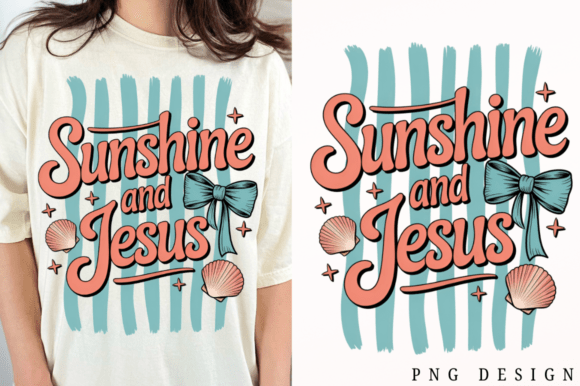 Sunshine and Jesus Beach Quote Art PNG