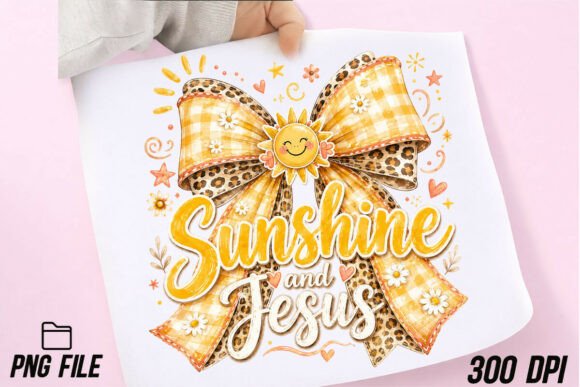 Sunshine and Jesus Coquette Bow Summer T-Shirt Designs